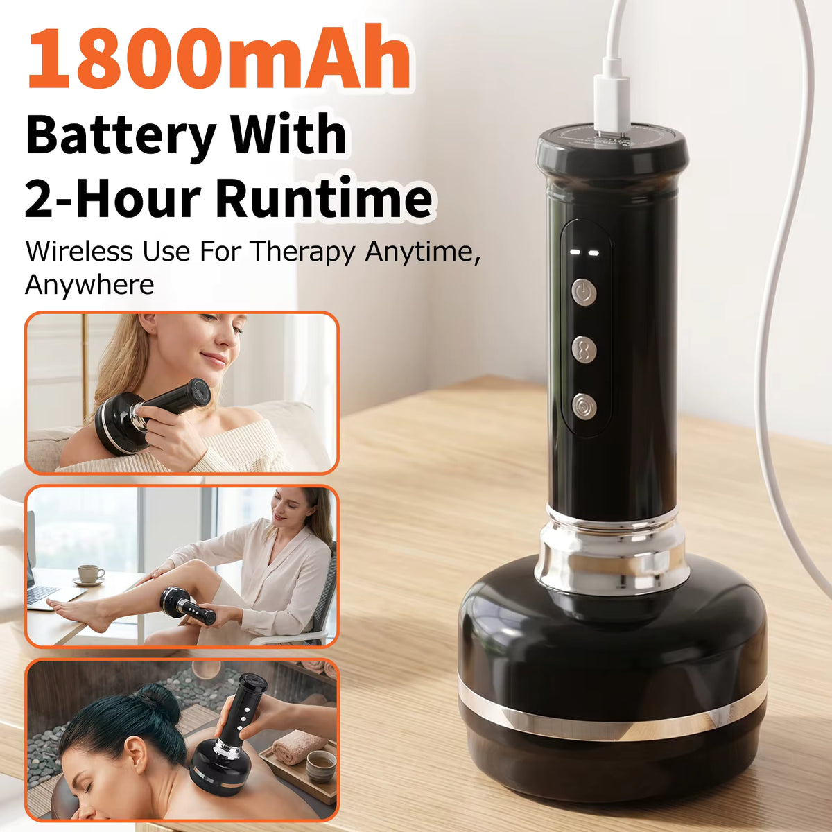 3-in-1 Smart Cupping, Scraping & Red Light Heat Massager with 30-Level Suction
