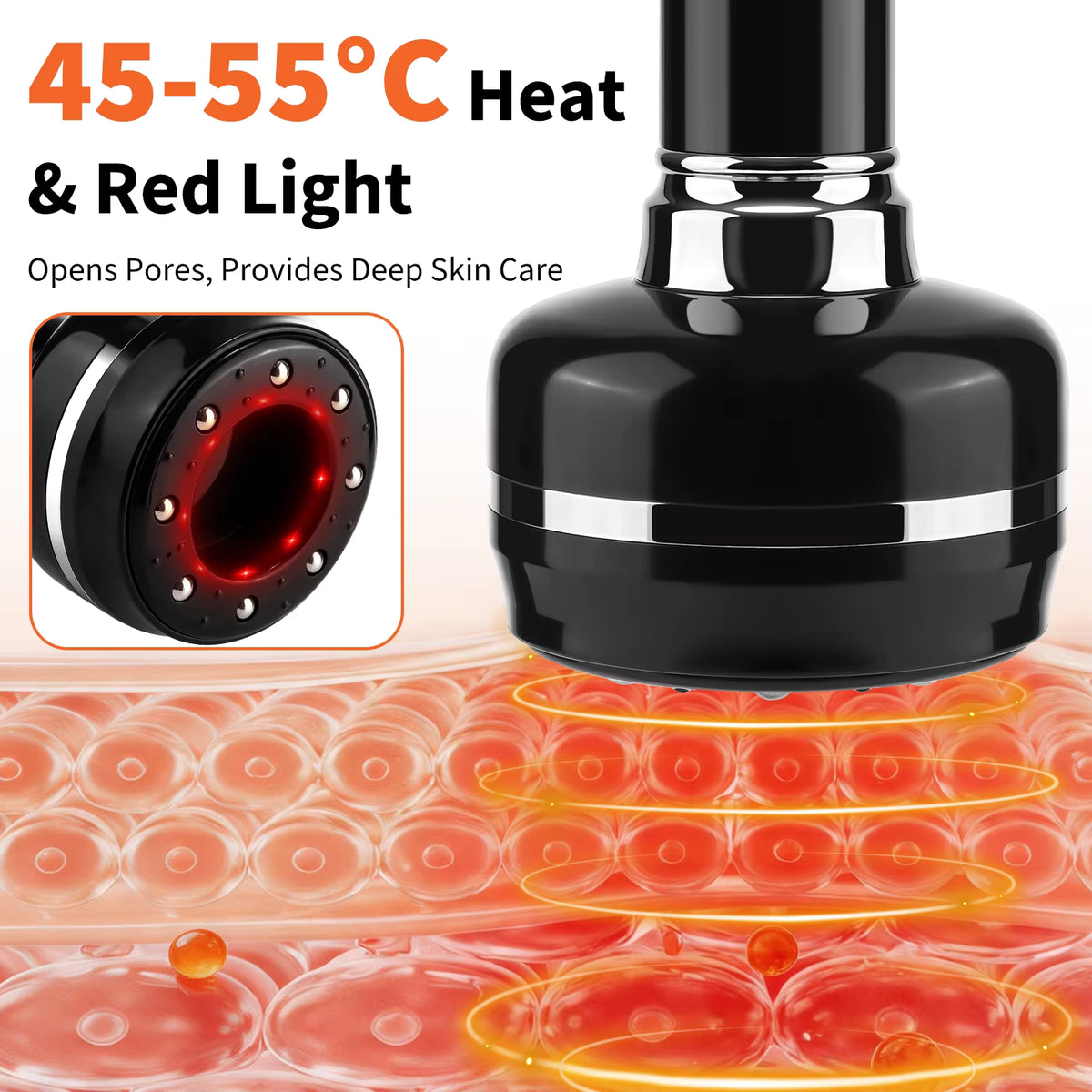 3-in-1 Smart Cupping, Scraping & Red Light Heat Massager with 30-Level Suction
