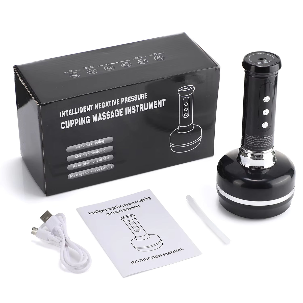 3-in-1 Smart Cupping, Scraping & Red Light Heat Massager with 30-Level Suction